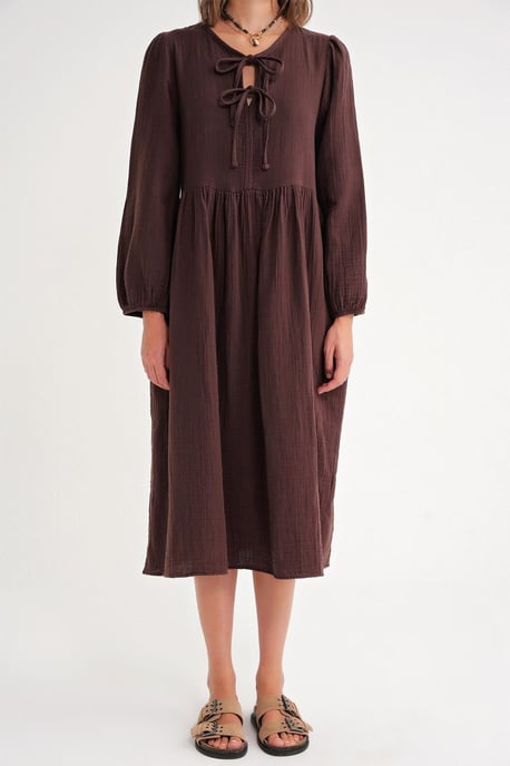 V-Ausschnitt Midi-Kleid mit Bindeband - Image 6