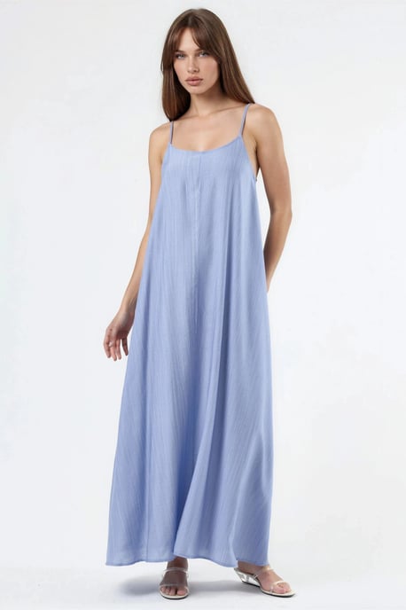 Lässig geschnittenes U-Ausschnitt-Midi-Kleid - Image 1