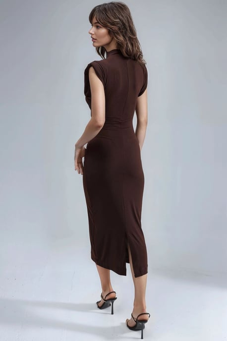 Padded Slit-Detail Midi-Kleid - Image 2