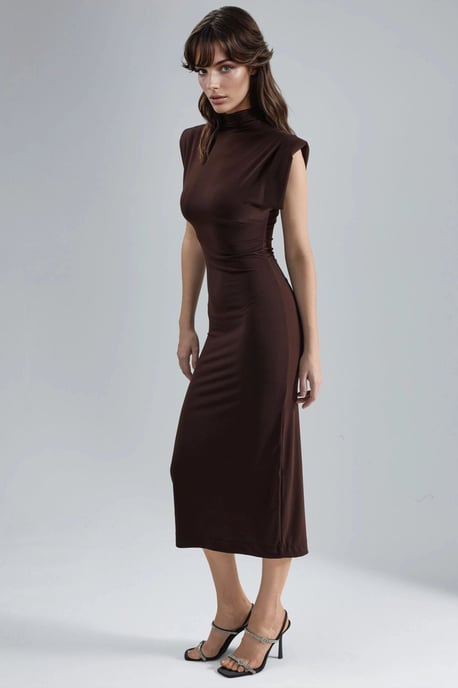 Padded Slit-Detail Midi-Kleid - Image 4
