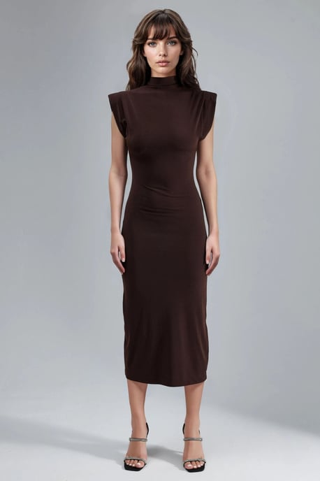 Padded Slit-Detail Midi-Kleid - Image 6