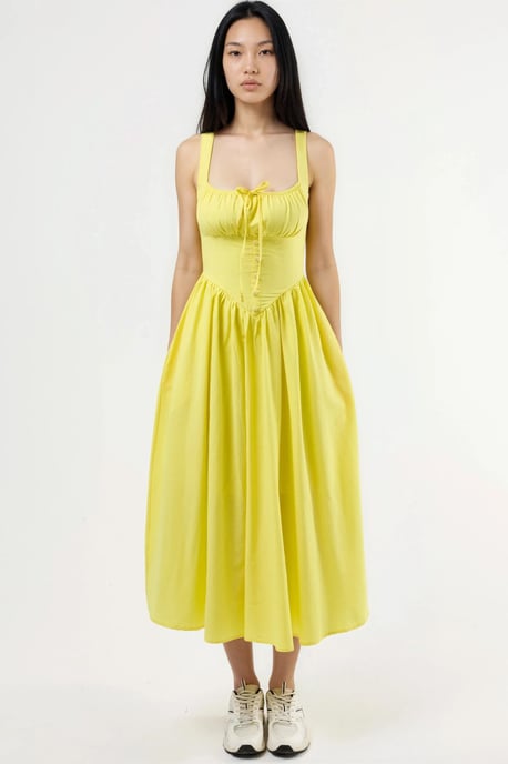 Midi-Kleid mit quadratischem Kragen und Knopfdetails - Image 6