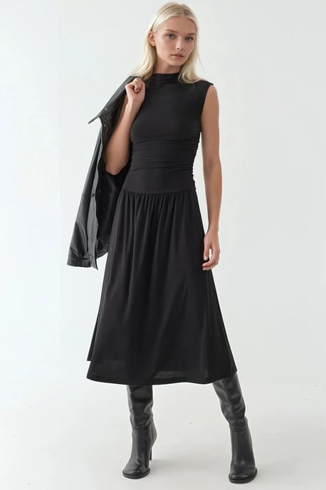 Komfort Fit Midi-Kleid mit Rundhalsausschnitt - Image 1