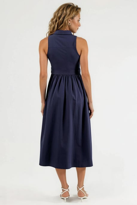 Geknotetes Hemdkragen-Midikleid - Image 4