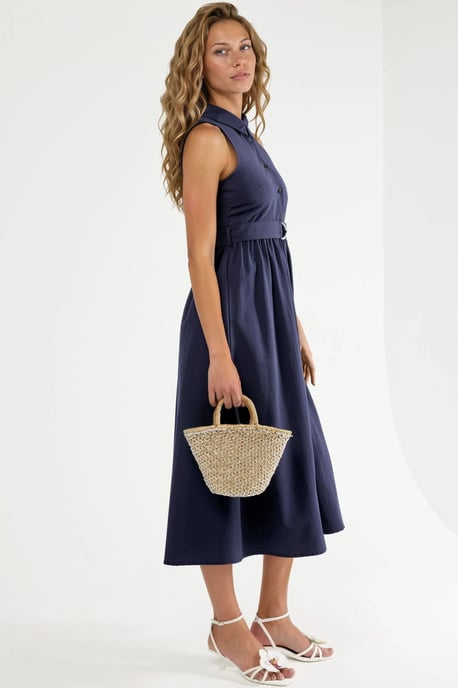 Geknotetes Hemdkragen-Midikleid - Image 5