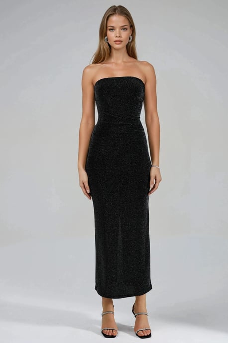 Glänzendes trägerloses Bodycon-Maxikleid - Image 4