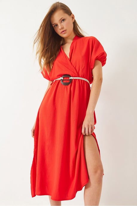 Gürteltop V-Ausschnitt Midikleid - Image 1