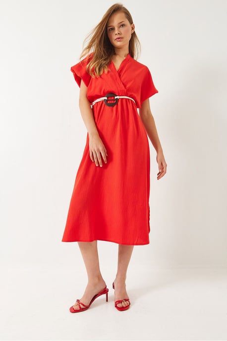 Gürteltop V-Ausschnitt Midikleid - Image 2