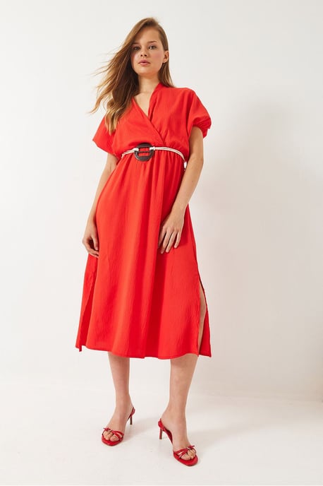 Gürteltop V-Ausschnitt Midikleid - Image 3