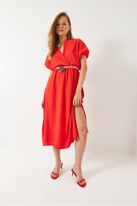 Gürteltop V-Ausschnitt Midikleid - Image 4