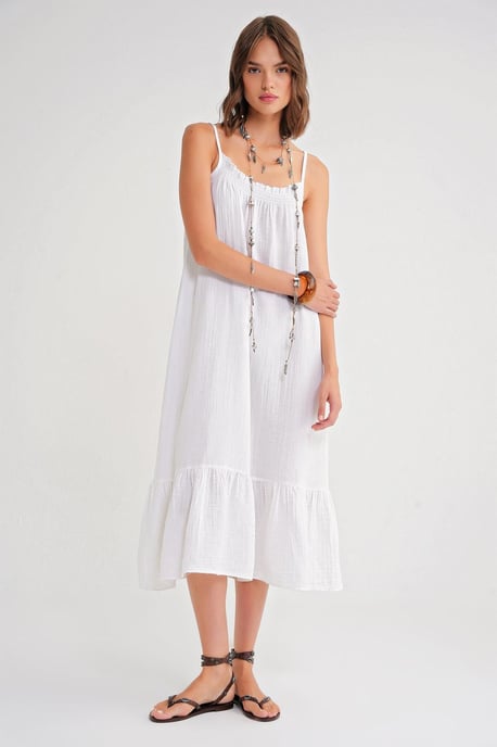 Midikleid aus Musselin mit Rüschendetails - Image 3