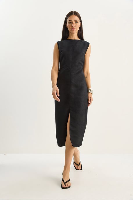 Kunstvelours Midi-Kleid - Image 2