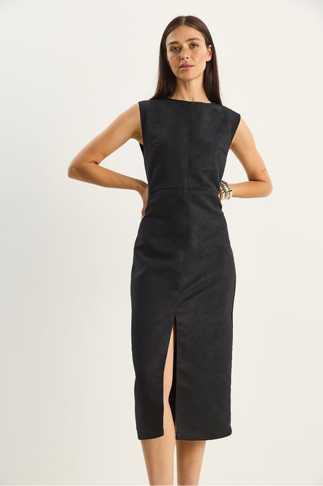 Kunstvelours Midi-Kleid - Image 3