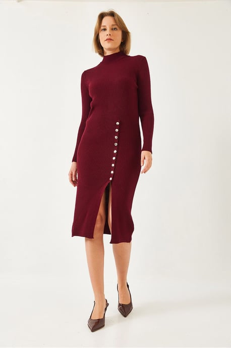 Rippstrick-Turtleneck Midi-Strickkleid - Image 2