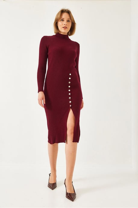 Rippstrick-Turtleneck Midi-Strickkleid - Image 3