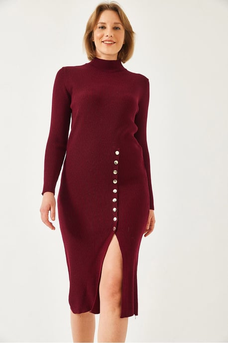 Rippstrick-Turtleneck Midi-Strickkleid - Image 4