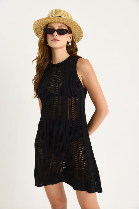 Strukturiertes Stricktransparentes Minikleid - Image 4