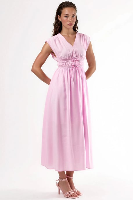 V-Ausschnitt Midikleid mit Bindung - Image 2