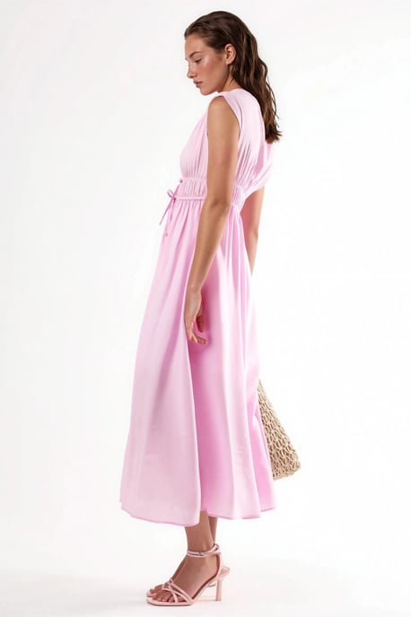 V-Ausschnitt Midikleid mit Bindung - Image 4