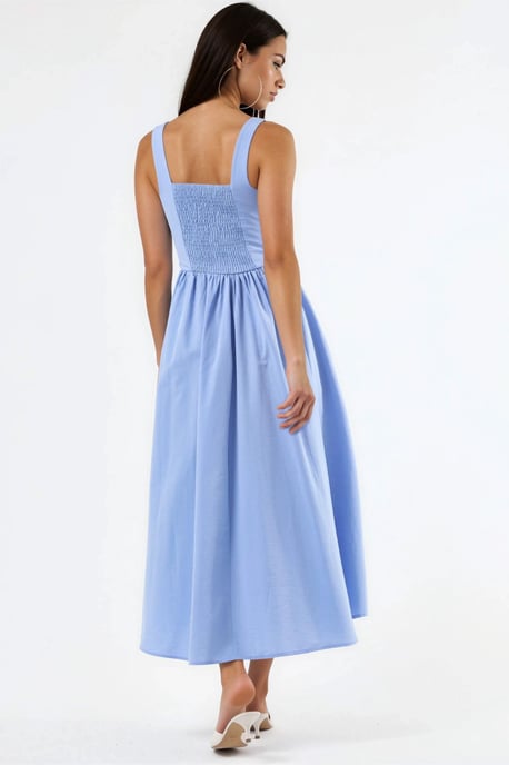 Midi-Kleid mit quadratischem Kragen und Knopfdetails - Image 3