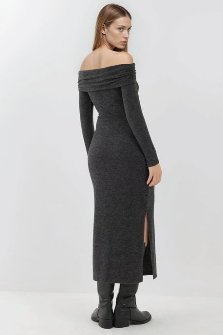 Texturiertes miederloses Midi-Kleid mit Schlitz - Image 4