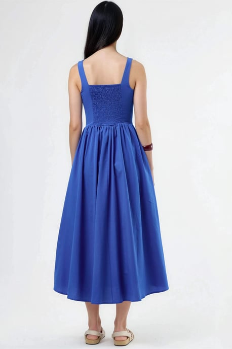 Midi-Kleid mit quadratischem Kragen und Knopfdetails - Image 4