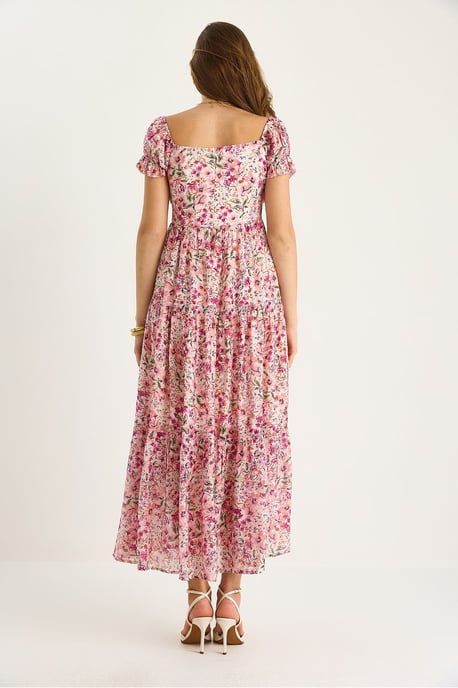Midi-Kleid mit Herzkragen und floralem Druck - Image 5