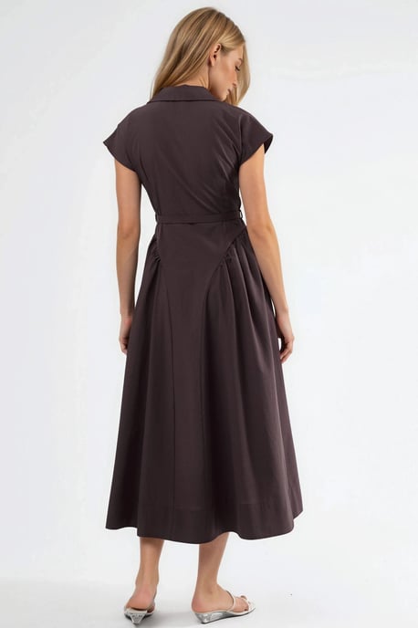 Midikleid mit Gürtel und Hemdkragen - Image 3
