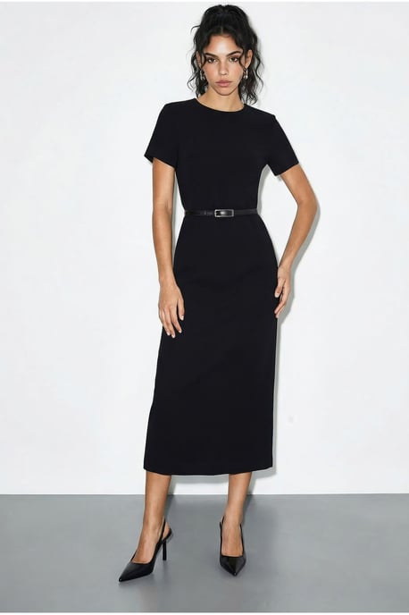Geknöpftes Midi-Kleid mit Rundhalsausschnitt - Image 2