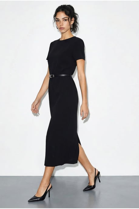Geknöpftes Midi-Kleid mit Rundhalsausschnitt - Image 3