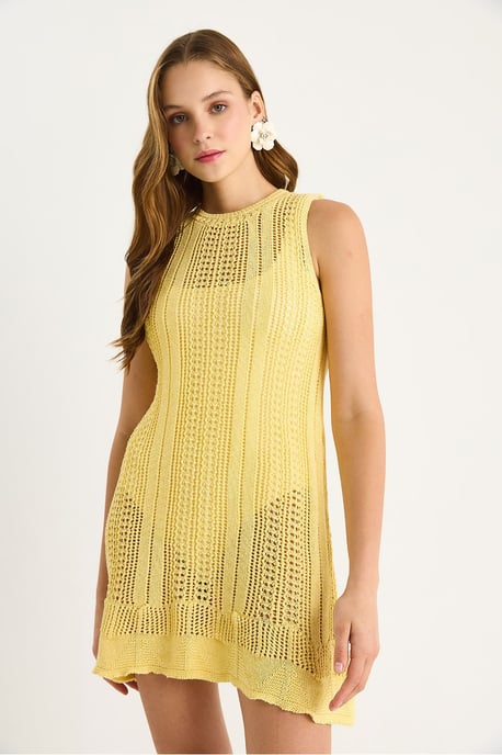 Strukturierter Stricktransparentes Mini-Kleid - Image 6