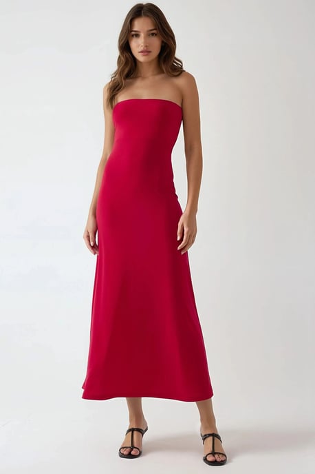 Basic Trägerloses Midikleid - Image 1