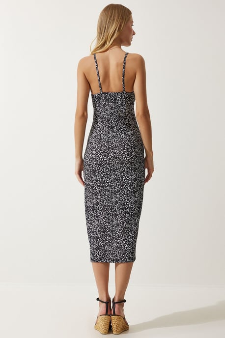 Blumen Bodycon Midi Kleid mit Schlitz - Image 5
