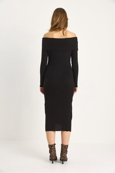 Bianco Lucci Rippstrick-Midikleid - Schwarz - Image 5
