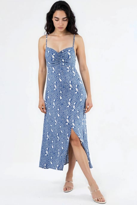 Blumen-Midi-Slipkleid mit Herzkragen - Image 1