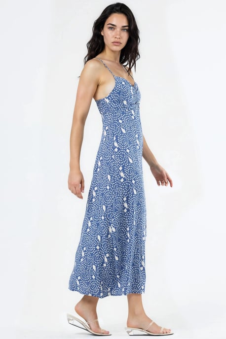 Blumen-Midi-Slipkleid mit Herzkragen - Image 3