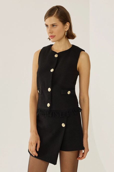 Knopfdetaillierte Tweed-Weste - Image 3