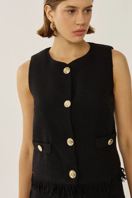 Knopfdetaillierte Tweed-Weste - Image 5