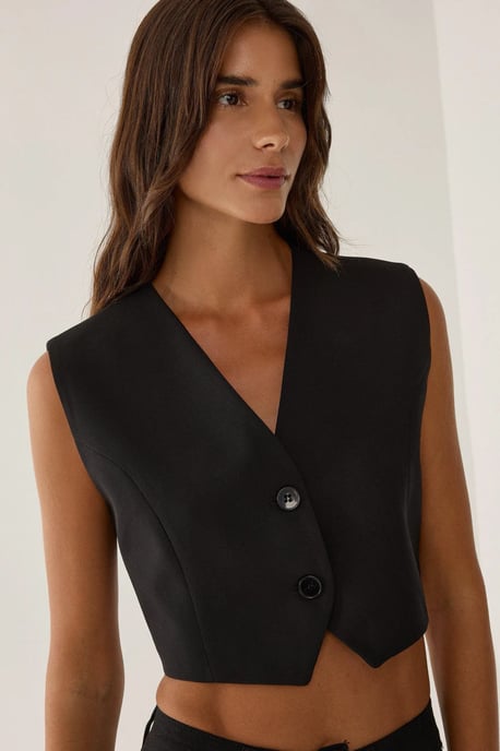 Tailliertes V-Ausschnitt Cropped Top - Image 3