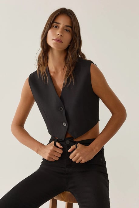 Tailliertes V-Ausschnitt Cropped Top - Image 4