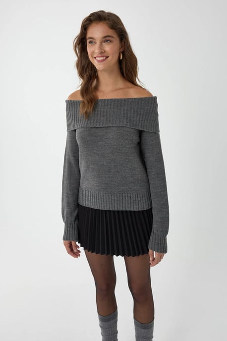Schulterfreier Strickpullover - Image 2