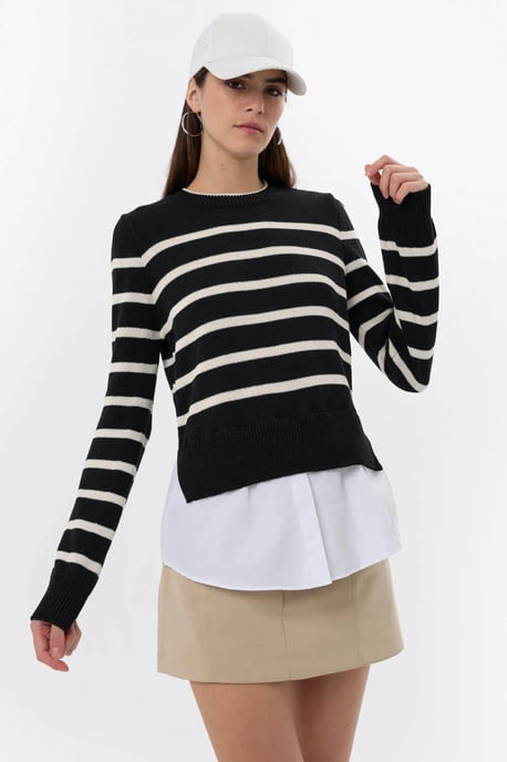Gestreifter Strickpullover - Image 2