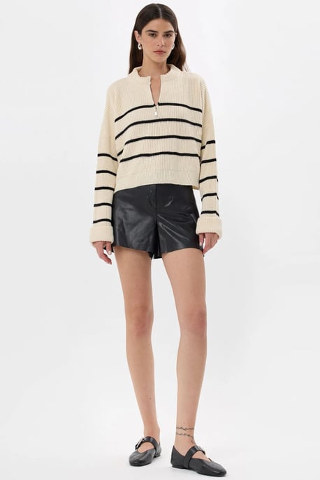 Gestreifter zipfarmer Strickpullover - Image 1