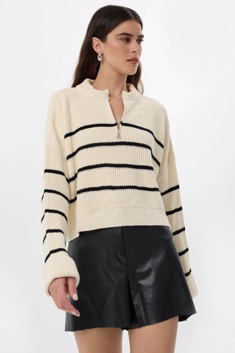 Gestreifter zipfarmer Strickpullover - Image 4