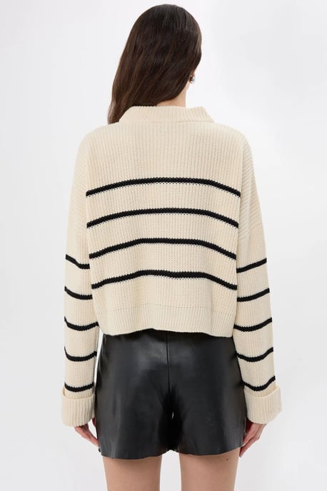 Gestreifter zipfarmer Strickpullover - Image 5