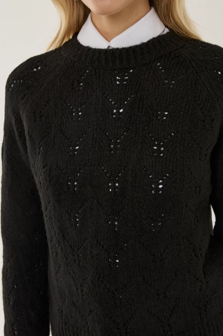 Rundhals-Strickpullover mit Lochmuster - Image 5