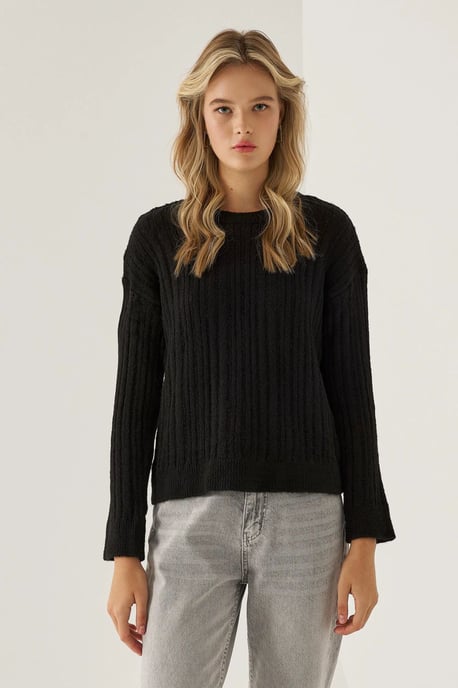 Lässiger Schnitt Rundhalsausschnitt Pullover - Image 1