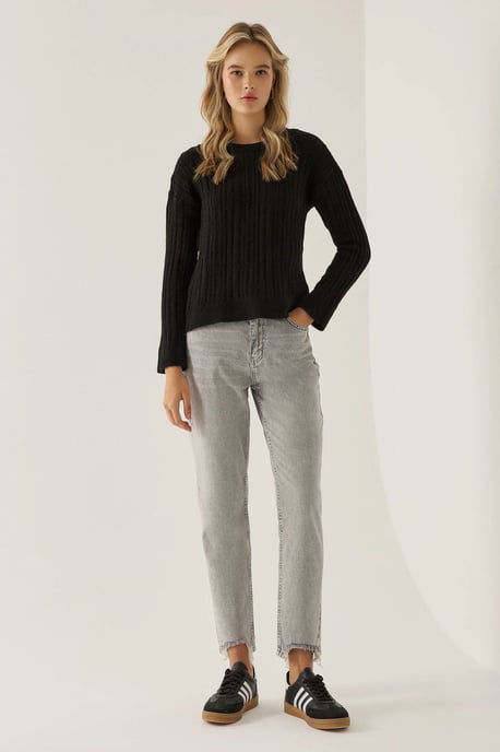 Lässiger Schnitt Rundhalsausschnitt Pullover - Image 2