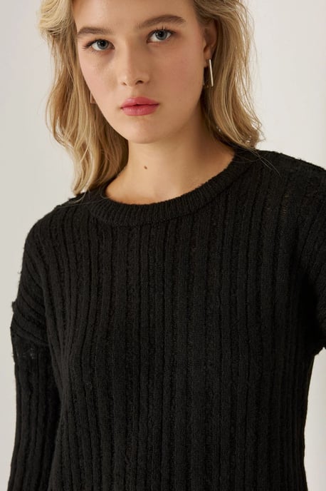 Lässiger Schnitt Rundhalsausschnitt Pullover - Image 4