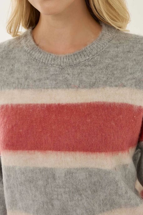 Lockere Passform Bunter Gestreifter Pullover - Image 3